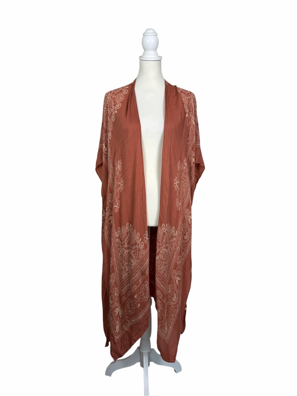 Macchia di Ruggine Rust Paisley Boho Kimono Duster One Size Festival Bohemian